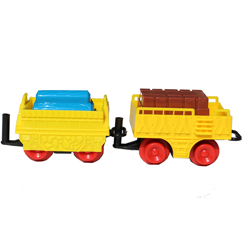小火车车厢2节 托马斯小火车专用配件 儿童玩具轨道车火车玩具车厢 可挂共2节含2块货物