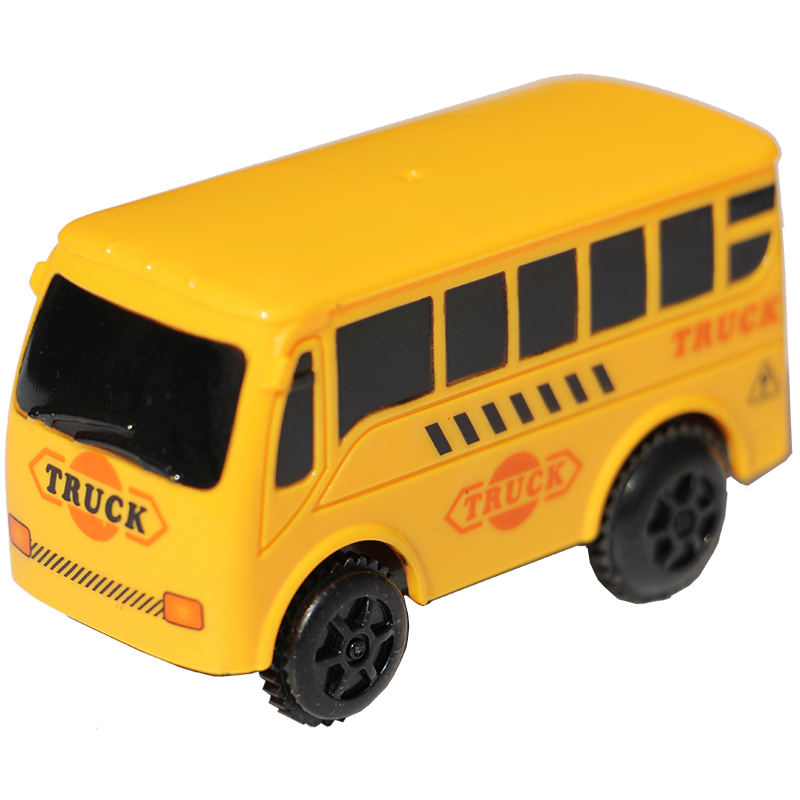 黄色公交小巴士 轨道玩具专用配件小车 儿童电动玩具汽车轨道车赛车
