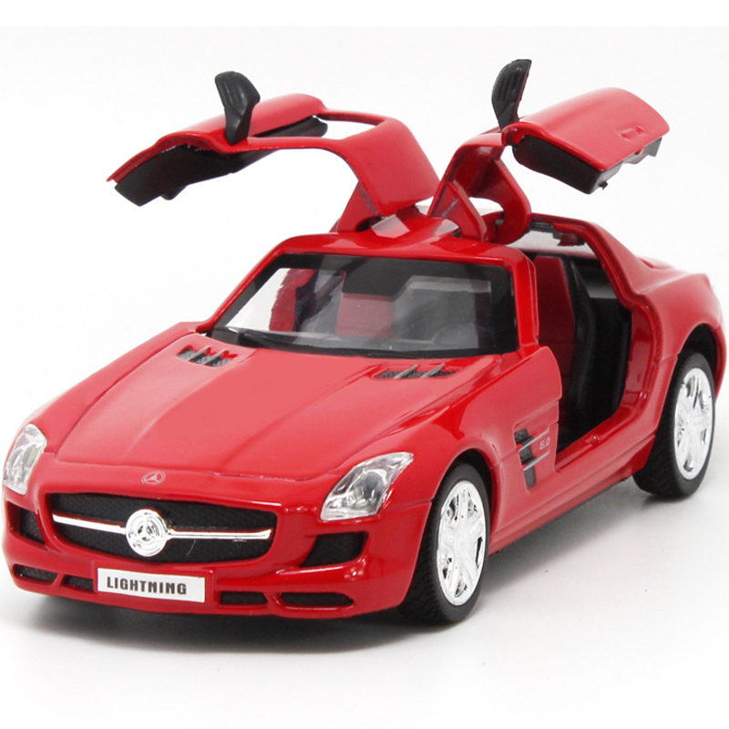 奔驰SLS 儿童合金回力玩具车 音乐车模型车门可开 宝宝益智早教玩具1-3-6岁