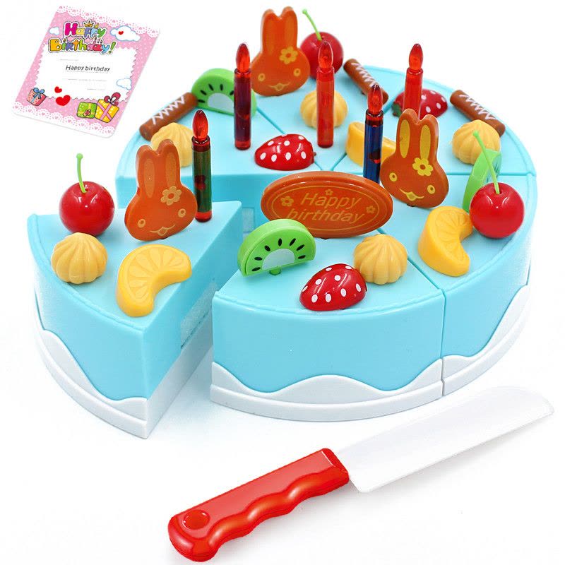 儿童过家家仿真生日蛋糕玩具 宝宝益智动手仿真水果切切乐DIY37件套装 小号切蛋糕玩具 小女孩创意玩具3-6岁图片