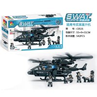 沃马特警战队C0531猎鹰号军事模型拼插积木 拼装玩具男孩益智儿童玩具礼物