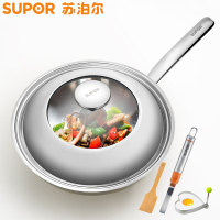 苏泊尔炒锅304不锈钢无涂层加厚电磁炉燃气灶通用炒菜锅具CC30V1