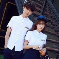 至行夏季时尚情侣装修身短袖衬衫型情侣衬衣情侣装