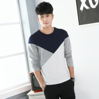至行2016秋季新款男装韩版时尚长袖t恤纯棉男式长袖t恤拼接T恤