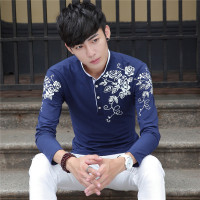 2016秋冬新款男士纯棉长袖T恤 印花纯棉长袖T恤男装