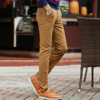 至行百搭棉麻休闲裤男弹力磨毛亚麻英伦小脚毛呢长裤青年修身裤子