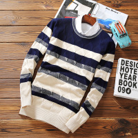 至行秋季新款男士毛衣 韩版男装长袖圆领套头针织衫条纹外套