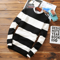 至行秋冬款男式毛衣套头圆领韩版修身丝光棉长袖