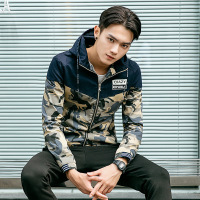 至行2016春秋季新款韩版男装休闲连帽薄款迷彩男式夹克