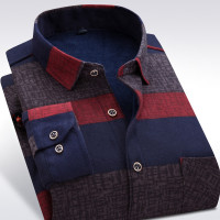 至行2016秋冬季新款男士保暖衬衫 加绒加厚长袖衬衣 印花男式休闲开衫