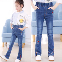 迪鲁奥(DILUAO)女童喇叭裤新款春秋款儿童阔腿洋气装打底裤子宝宝牛仔长裤潮2021