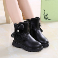 迪鲁奥(DILUAO)女童鞋靴子儿童短靴季2021新款棉靴公主二棉鞋加绒保暖蕾丝兔