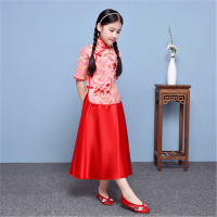迪鲁奥（DILUAO)新款儿童古装女童绣花小姐装古筝复古五四学生合唱演出服民国风