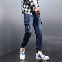 迪鲁奥(DILUAO)牛仔裤男秋季男装青年韩版潮流休闲常规破洞弹裤男士裤男生百搭九裤子 男