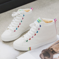 迪鲁奥（DILUAO)女小白鞋女冬加绒2021新款高帮棉鞋女学生韩版百搭保暖子