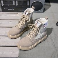 迪鲁奥(DILUAO)八孔女英伦风网红同款2021新款厚底百搭系带潮流舒适防滑绒面磨砂高邦透气帆布靴子潮