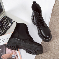 迪鲁奥(DILUAO)女英伦风裸靴子女韩版系带经典保暖透气舒适原宿ulzzang百搭皮靴女短筒学生女靴春秋单靴