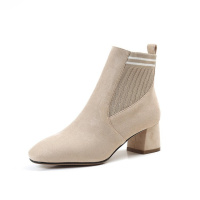 迪鲁奥（DILUAO)女2021新款百搭女春秋单靴粗跟中跟小子网红瘦瘦靴