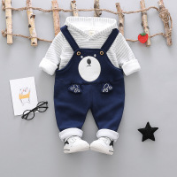 迪鲁奥(DILUAO)婴幼童宝宝套装秋冬款男女童舒适保暖T恤打底衫背带裤两件套