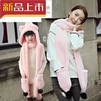 迪鲁奥(DILUAO)围巾韩版母围巾手套围巾子母三件套连体围脖Q