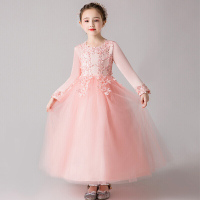 迪鲁奥(DILUAO)儿童公主裙长袖加绒女童钢琴演出服小主持人晚礼服花童生日蓬蓬裙