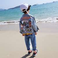 迪鲁奥(DILUAO)[秋尚新]品牌店 男童夹克牛仔外套潮春秋洋气2021新款中大童短款衣儿童破洞 蓝色 图片色