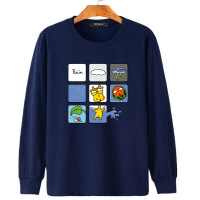 迪鲁奥(DILUAO)秋季棉加肥加大码胖帅哥男装长袖T恤肥佬特大号青少年上衣