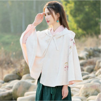 迪鲁奥(DILUAO)春秋中国风复古女装学生汉服元素短款斗篷古风外套披肩民族风披风 图片色 均码