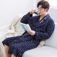 迪鲁奥(DILUAO)睡袍女春秋纯棉长款男士晨袍加大码长袖秋冬季浴袍款性感一对