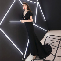 迪鲁奥(DILUAO)[热卖]晚礼服女简单大方长款高端大气白色常规气质鱼尾宴会仙气公主学生