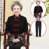 迪鲁奥(DILUAO)中老年人外套女60-70-80岁奶奶春秋老人衣服装妈妈装唐装上衣 XXL 建议90-110斤