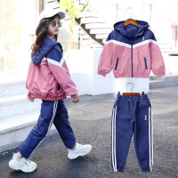 迪鲁奥(DILUAO)童装女童套装秋装2021新款儿童套装长袖夹克长裤两件套运动9休闲小女孩套装中大童校服3-15岁