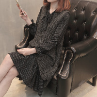 迪鲁奥(DILUAO)秋冬上新大码女装胖秋装洋气连衣裙套装显瘦常规蝴蝶结裙减龄两件套女2021