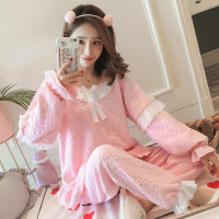 迪鲁奥(DILUAO)秋冬上新夹层睡衣女秋冬季加厚可爱公主韩版甜美空气层夹棉家居服保暖套装2021