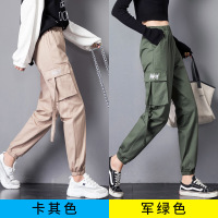 迪鲁奥(DILUAO)秋冬上新工装裤女裤春秋2021新款胖裤子常规大码黑色束脚休闲长裤200斤2021