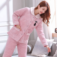 迪鲁奥（DILUAO)秋冬上新睡衣女士冬季珊瑚绒三层加厚保暖夹棉法兰绒套装可爱秋冬款家居服2021