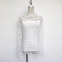 迪鲁奥(DILUAO)归还世界给你古力娜扎沈忆恩同款时尚显瘦两件套打底衫性感上衣女 白色