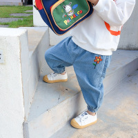 迪鲁奥(DILUAO)abao春秋款儿童牛仔裤时尚女童休闲宽松裤子宝宝百搭收脚口长裤潮品牌 牛仔蓝