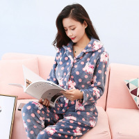 迪鲁奥(DILUAO)同款旗舰店月子装哺乳期秋冬季法兰绒加绒怀孕期产后珊瑚绒月子服哺乳孕妇睡衣女套装哺乳套装