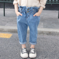 迪鲁奥(DILUAO)同款旗舰店女童牛仔裤女童牛仔裤秋2021新款潮宝宝花苞裤小童裤子女洋气儿童长裤宽松四季通用