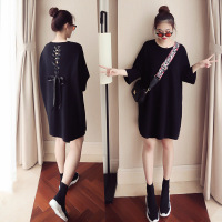 迪鲁奥(DILUAO)加肥加大码秋装针织上衣连衣裙女胖妹妹宽松打底衫200斤