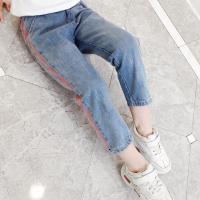 迪鲁奥(DILUAO)女童裤子秋装2021新款阔腿裤春秋中大童洋气休闲宽松女孩儿童牛仔裤品牌