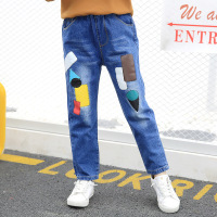 迪鲁奥(DILUAO)品牌儿童牛仔裤童裤韩版女童长裤春秋宝宝休闲腰带长裤男童裤子打底裤