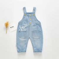 迪鲁奥（DILUAO)宝宝背带裤男春秋小童涂层牛仔布裤子可开裆儿童秋装潮婴儿涂层牛仔布背带裤女开学季