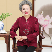 迪鲁奥(DILUAO)婚礼妈妈装喜婆婆老年人春秋装女奶奶装妈妈礼服高贵老太太上衣服喜庆开衫 红色