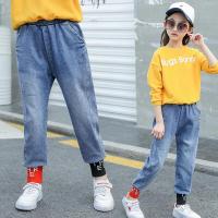 迪鲁奥(DILUAO)[秋上新]女童涂层牛仔布裤春新款儿童裤子女孩学生宽松哈伦裤中大童休闲长裤