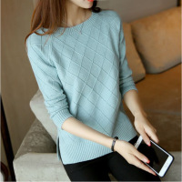 迪鲁奥（DILUAO)秋季新款女装圆领套头针织打底衫宽松显瘦韩版上衣毛线衣