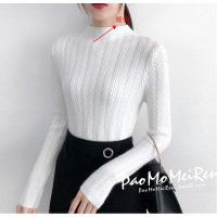 迪鲁奥（DILUAO)高领毛衣女士打底衫长袖内搭季2021新款上衣修身紧身针织衫女