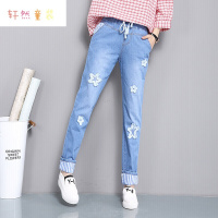 迪鲁奥(DILUAO)(秋上新)13岁女孩春秋牛仔裤春装女大童牛仔哈伦裤12-15岁中小学生女长裤女孩宽松休闲
