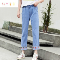 迪鲁奥(DILUAO)(秋上新)13岁女孩春秋牛仔裤胖女童春秋牛仔裤加肥加大长裤12大童裤子13女生宽松裤15岁1